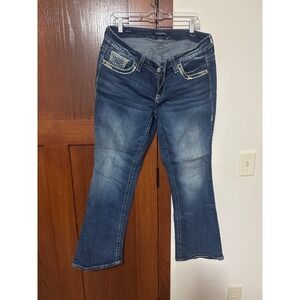 VIGOSS Women's Bootcut Jeans Embellished Pockets Medium Wash Size 14 Reg